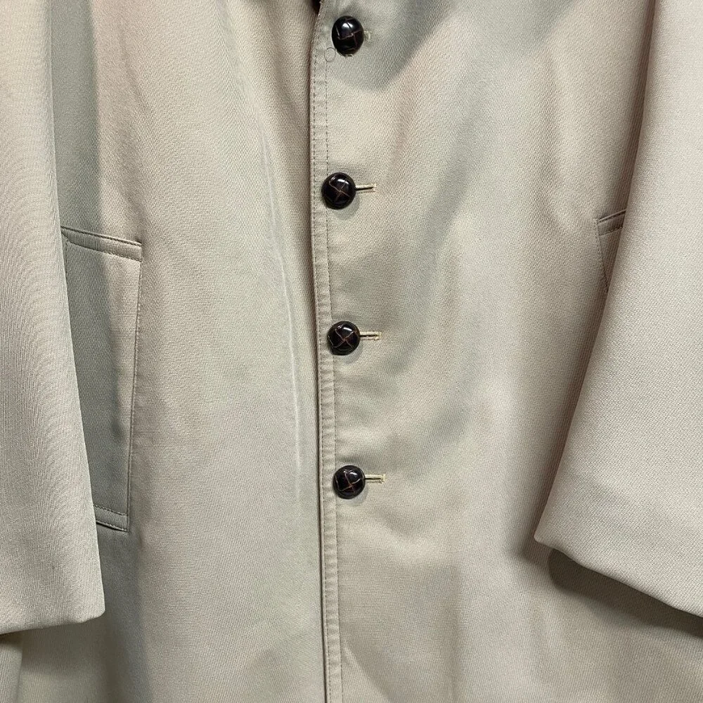 Vintage Mens London Fog Tan Trench Coat Faux Fur Collar Size 42 Reg‎
